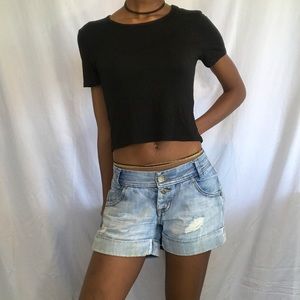 Express light wash jean shorts